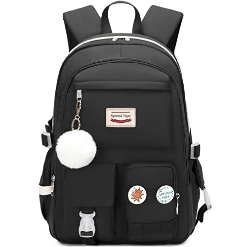 Spotted Tiger School Backpack For Girls Backpack With Lunch Box Anime Bookbag School Bag Kawaii Backpack Set For Teen Girls (Black) #TOP1
