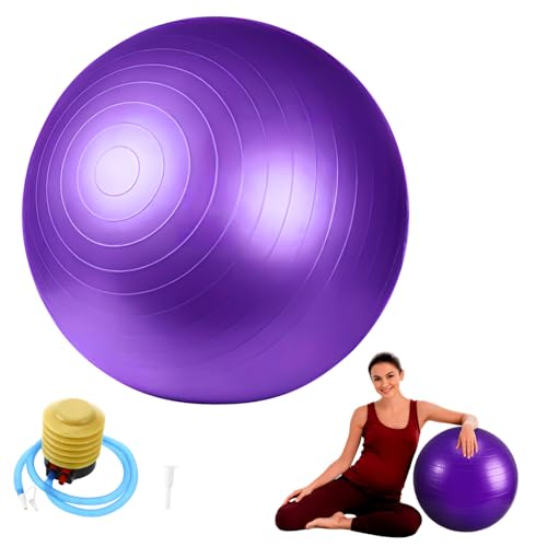 GRIRIW Yoga Ball Thick Inflatable Stability Ball for and Workout Easy Inflate with Pump Versatile Exercise Accessory for All Heights Stylish