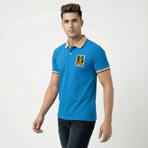 Image of Men's Regular Fit Solid Half Sleeve Casual Tipping Collar Polo T-Shirt