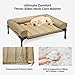 Veehoo Outdoor Hundeliege erhöht, Hundebett Erhöht mit abnehmbarem Bloster Kühlendes Erhöhtes Hundebett mit Atmungsaktivem Teslin-Netz für Haus und Garten, Beige 81 x 64 x 18cm