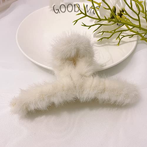 Shabao 4 Pack Hair Claw Clips Plush Hair Clips, Claw Clips For Thick Hair, Large Fur Hair Catch, Hair Gippers For Women Half Bun Hairpins For Daily,Parties(4.3 Inch) 4 Count (Pack Of 1) #TOP2