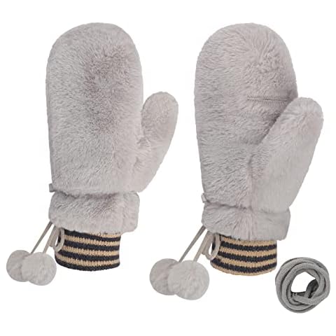 JIAHG Ladies Winter Knitted Mittens Thermal Furry Full Finger Gloves Women Soft Warm Mittens Xmas Gifts Windproof Knitted Mittens for Daily Warmth,Cycling, Biking, Hiking Cover