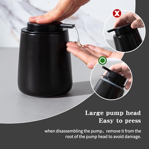 Image of Enra Black Soap Dispenser,12 oz Ceramic Hand Lotion Dispenser, Refillable Dish Soap Dispenser,Modern Liquid Soap Dispenser for Bathroom,Kitchen with Easy-to-Press Pump(Black Liquid Type)