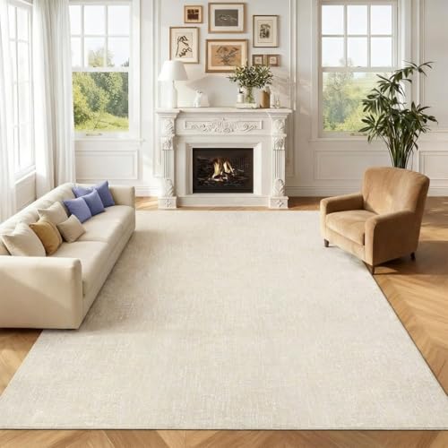 Garvee Large Rugs for Living Room 8x10 Washable Rug Modern Solid Color Textured Rug with Non Slip Backing, Low Pile Non Shedding Minimalist Mats for D