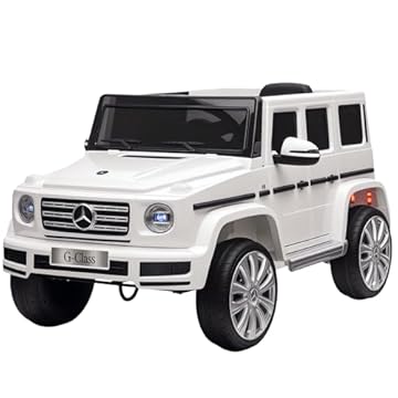 HOMCOM Mercedes Benz G500 Licensed 12V Kids Electric Ride On Car Toy with Parental Remote Control Battery-powered 2 Motors Music Lights MP3 for 3-8 Years Old White