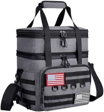 DOLOPL Lunch Box for Men, Tactical Insulated Expandable Lunch Box for Men/Women, 16L Large Leakproof Waterproof Women Lunch Bag With Adjustable Shoulder Strap for Outdoor, Picnic, Office, Grey