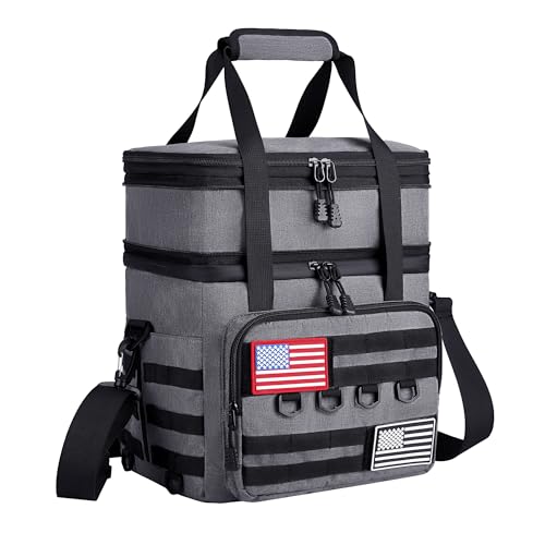 DOLOPL Lunch Box for Men, Tactical Insulated Expandable Lunch Box for Men/Women, 16L Large Leakproof Waterproof Women Lunch Bag With Adjustable Shoulder Strap for Outdoor, Picnic, Office, Grey