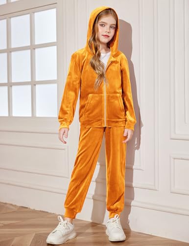 Image of Arshiner 2 Piece Outfits for Girls Kids Velour Tracksuit and Jogger Set