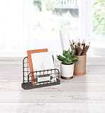 Spectrum Diversified Schreibtisch-Briefhalter, modernes Bauernhaus-Dekor, rustikales Namensschild, Vintage-Briefaufbewahrung und Schreibtisch-Organisation, Industriegrau