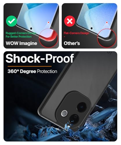 Image of WOW IMAGINE Translucent Hybrid Back Case Cover for iQOO Z9s Pro 5G | Vivo T3 Pro 5G Smoked Matte Back | Shock Proof 360 Degree Protection | Protective Hard Case - Matte Black