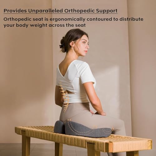 Image of Memory Foam Car Seat Back Support, Orthopedic Lumbar Back Rest for Back Pain Relief, Back Support Pillow for Office ChairCarBack Support Pillow,-Seat Cushion (Grey, FD Chair CUISION)