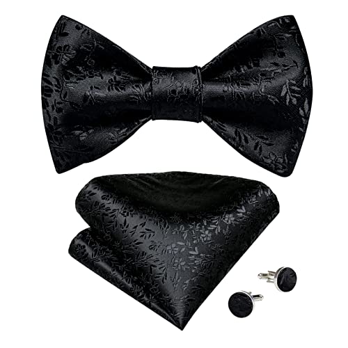 NYMFEA yaoqijie Black Floral Solid Self Tie à nœud papillon Men Fashion Butterfly Silk Business Business Wedding Party Bowtie Mandkerchief lasting (Color : Ivory) – vue 2