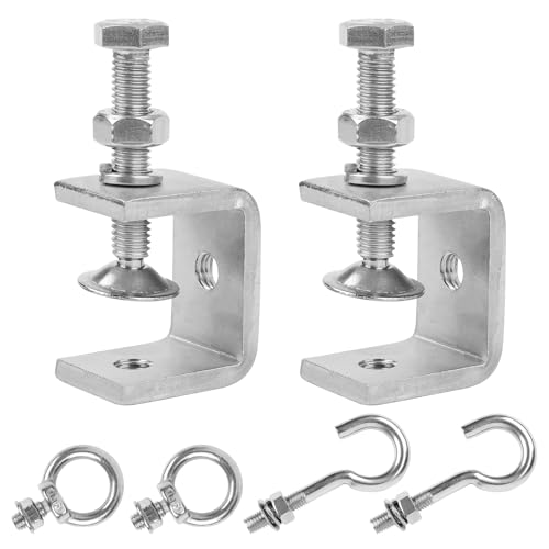 C Clamps Stainless Steel 2 Piece C Clamp Set High Performance C Clamp Jaw Openings 30 mm Screw Terminals Metal with Stainless Steel Hooks and Ring Screws for Woodworking Welding and Carpentry
