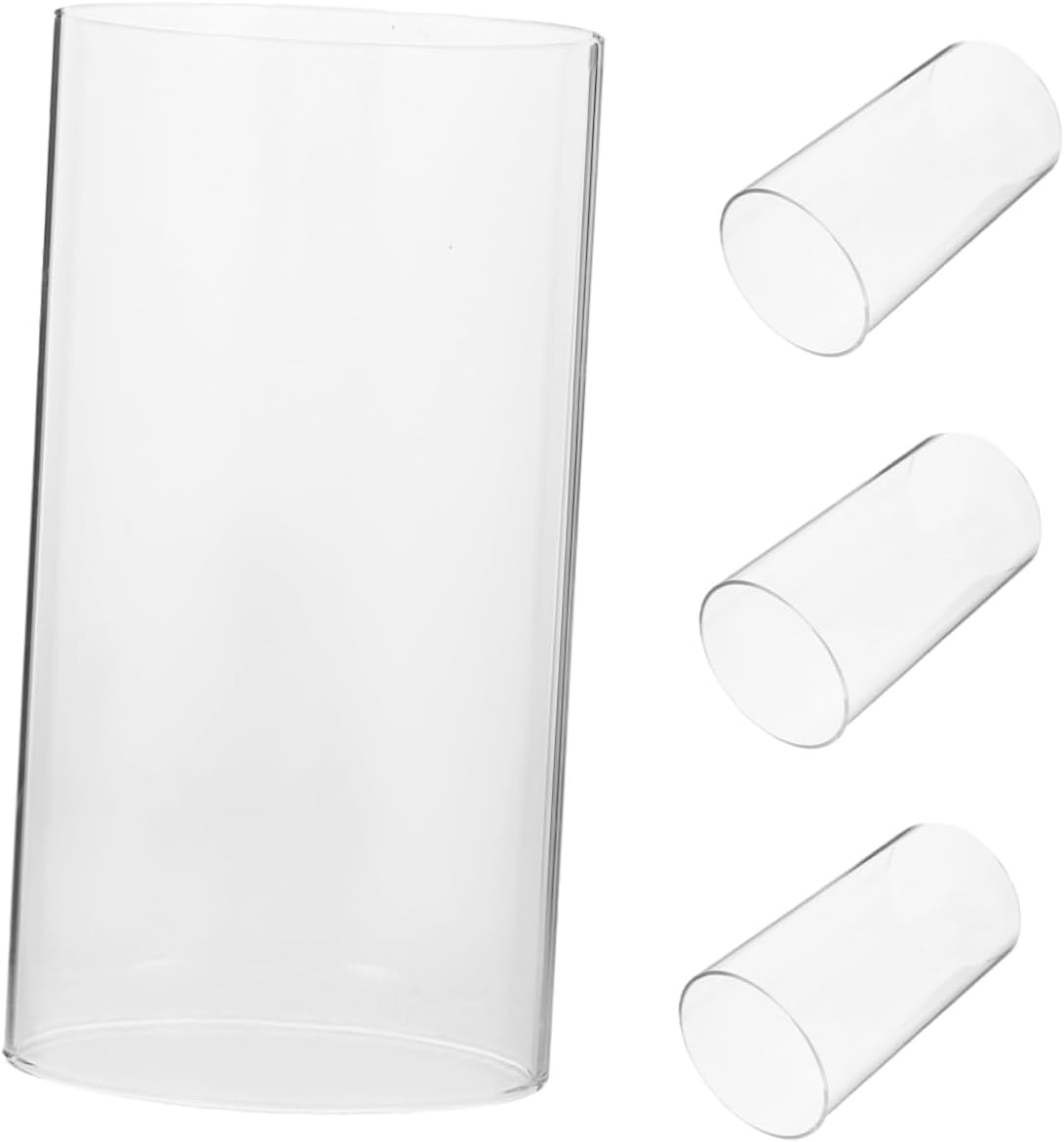 SOLUSTRE Glass Candle Holder Sleeves 4pcs Windproof Chimney Tube Shades Enhance Ambiance for Restaurant Cafe and Home
