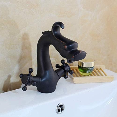 Kitchen Taps Faucet Antique Brass Bathroom Deck Mounted Faucets Dual Handle Toilet Basin Sink Cold & Warm Water Mixer Tap One Hole