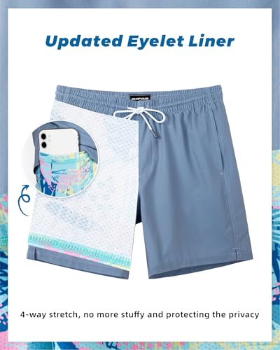 Image of SURF CUZ Mens Swim Trunks with Compression Liner Swim Shorts 7 inch Swimming Trunks Stretch 7 Inch Swim Suits Quick Dry