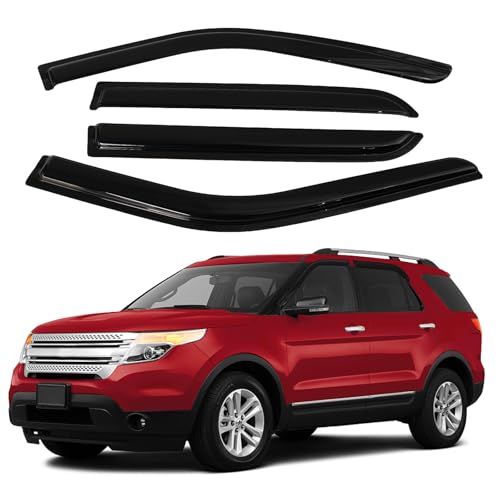 Image of Canvcle Explorer Rain Guards - Window Visors for Ford Explorer 2011-2019, Outside-Mount Tape-On Side Window Wind Deflectors for Explorer Accessories, Vent Visors Shades Rainproof 4PCS