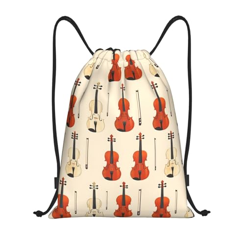 Drawstring Backpack - Vintage Violin Print Sports Gym Sackpack String Bag For Women Men, Lightweight Draw String Back Bag For Workout Travel
