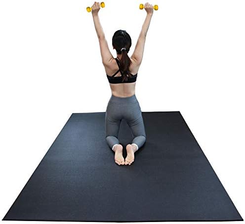 RevTime Large Exercise Mat 6 x 4 feet (72" x 48" x 1/4") 6 mm Thick & High Density Mat for Home Cardio and Yoga Workouts, Durable Gym Floor Mat, Black