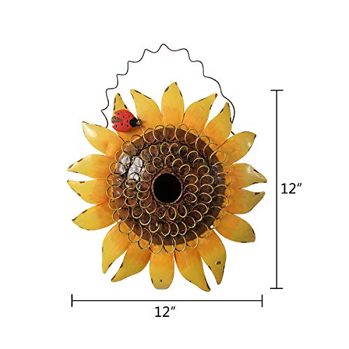 Metal-Sunflower-Bird-House-for-Outside-Hanging-Decorative-Hand-Painted-Birdhouse-Yard-Garden-Decor-12X12X4 Metal Sunflower Bird House for Outside Hanging Decorative Hand Painted Birdhouse Yard Garden Decor 12X12X4