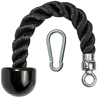 CampTeck U7223 Single Trizepsseil, Einhand Trizepsseil Kabelbefestigung mit Karabiner - Schwarz
