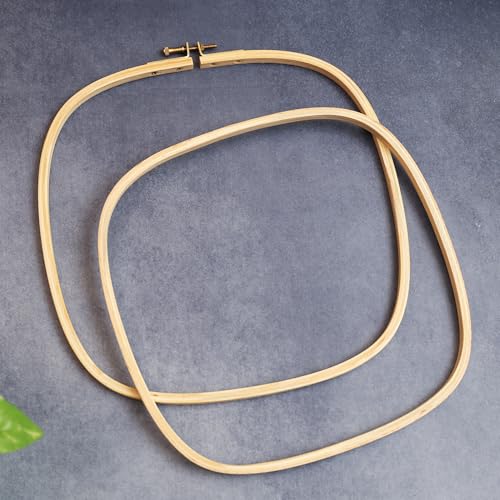 Image of EmbroideryMaterial Wooden Square Embroidery Hoop Ring Frame (9.38 x 9.38 Inch) with Brass Screw | for Cross Stitch, Sewing, Hand Embroidery, Macrame & Aari Work (1 Piece)