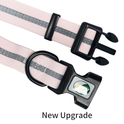 Image of Nimble Reflective Waterproof Dog Collar Adjustable Odor Resistant Easy Clean Pet Collar for Small Medium Large Dogs Night Walking Outdoor Rainy Use (Light Pink, Small (9.45 inch-14.17 inchinches))