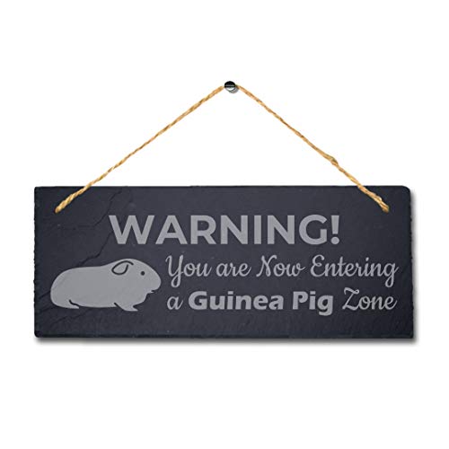 Stukk Warning You Entering Guinea Zone Hanging Pig Cote Pigsties Sign, Natural Engraved Slate Stone Plaque, 30x12cm - Image 3