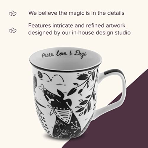 image for Karma Gifts 16 oz Black and White Boho Mug Dog - Cute Coffee and Tea M