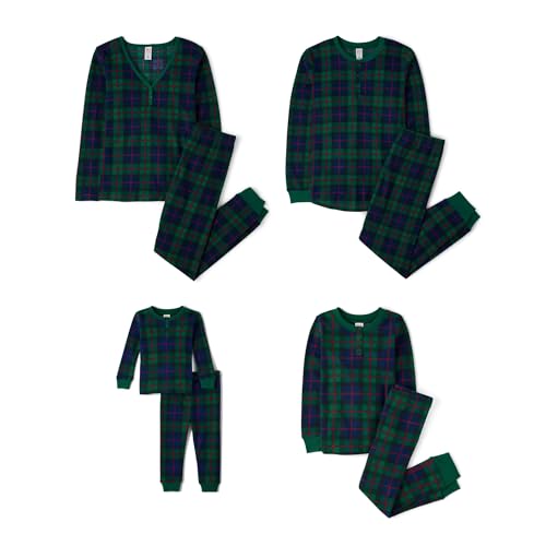 The Children's Place Baby Men's Family Matching, Plaid Thermal Pajamas Sets, Green Tartan-Adult Dad