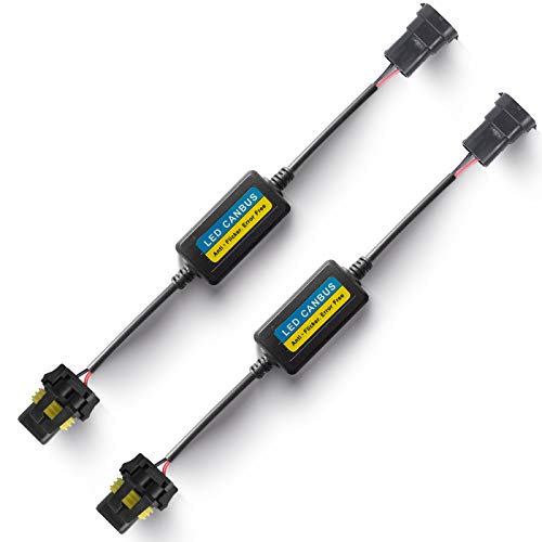 9005 9006 9012 H10 LED Anti Flicker Capacitor Error Code Computer Warning Canceller LED Resistor Canbus Decoder(Pack of 2)