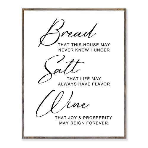 Bread Salt Wine Sign, Farmhouse Wall Decor, It's A Wonderful Life Quote Sign, Housewarming Gift, Inspirational Sign, Home Decor, Home Wall Art, Without Frame - 8x10"