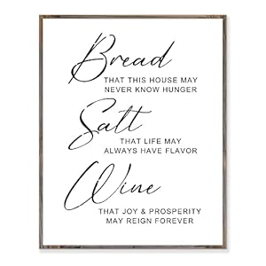 Bread Salt Wine Sign, Farmhouse Wall Decor, It’s A Wonderful Life Quote Sign, Housewarming Gift, Inspirational Sign…