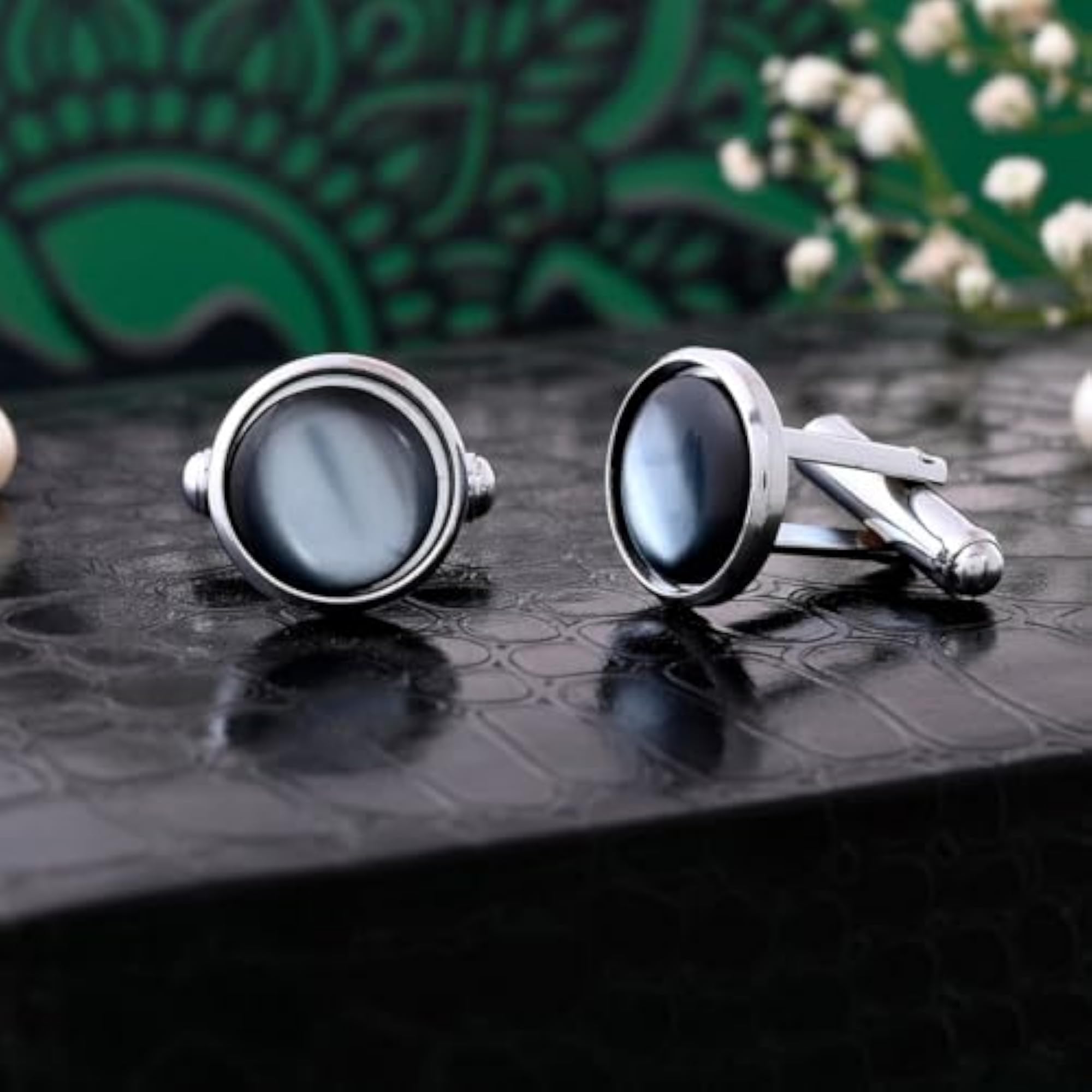 Men's Grey Brass Cufflinks, Stylish Formal Accessory
