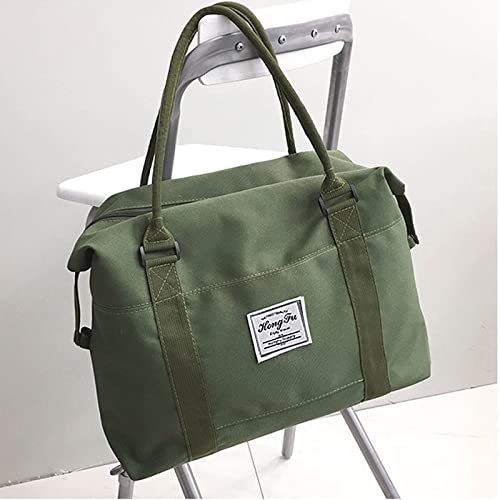 Sports Travel Duffel Bag for Women, Large Gym Tote Bag, Shoulder Weekender Overnight Carry On Bag with Trolley Sleeve, Workout Duffel Beach Bag Waterproof (Green)
