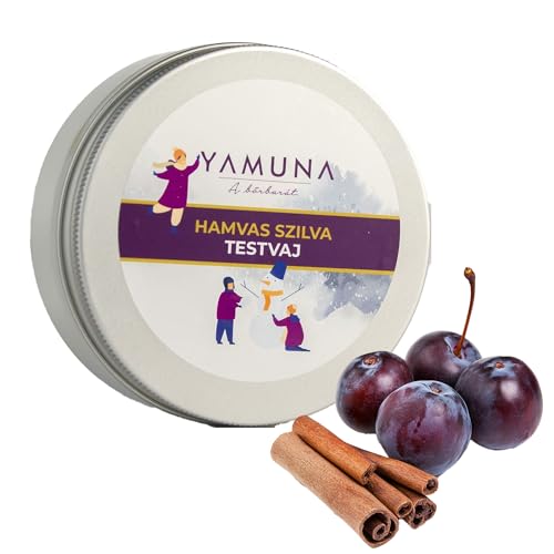 YAMUNA NATURAL BEAUTY-Körperbutter Luxuriöse, Pflege mit Sheabutter & Kakaobutter für trockene Haut.Spendet intensive Feuchtigkeit, ein seidig-weiches, geschmeidiges Haut(50 ml, Pflaume mit Zimt)