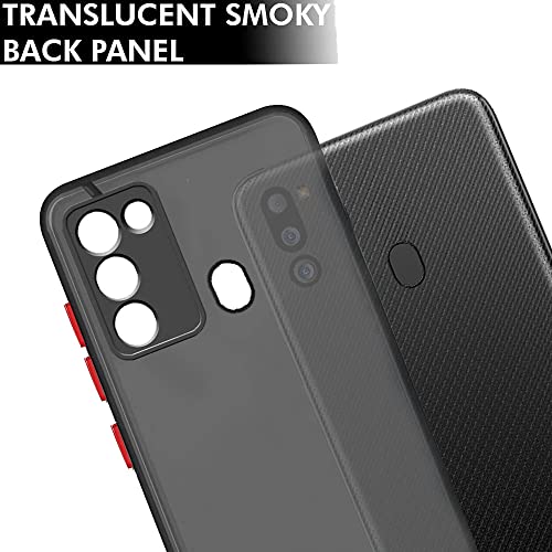 Image of TheGiftKart Translucent Hybrid Back Case Cover for Samsung Galaxy M21 2021 Edition / M21 / M30s | Smoked Matte Back | 360 Degree Protection | Protective Hard Back Cover Case (PC & TPU, Black Bumper)