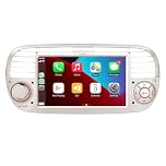 [Versione Plus] Aphrfamma Autoradio compatibile con CarPlay wireless/Android Auto per Fiat Fiat 500 2007-2015 con 7 Pollici IPS Bluetooth/FM/AM/USB/Mirror Link/Touch Display (bianco)