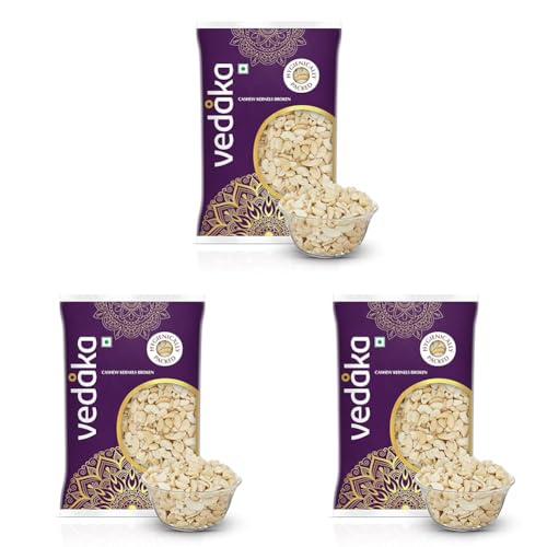Image of Amazon Brand - Vedaka Cashews | Broken | 1 Kg | Gluten Free & Plant Based Protein | Premium Kaju Nuts (Pack of 3)