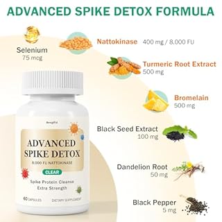 Advanced Spike Detox Supplement, 8000 Fu Nattokinase & 500mg Bromelain, and Curcumin, Promotes Natural Balance, Foreign Protein Cleanse, Improve Overall Wellness, 60 Capsules, Non-GMO