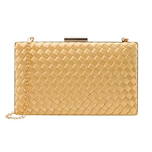 Weaved Pattern PU Clutch Bag Evening Bag Purses for Women Party Handbag Shoulder Cross Body Bag With Detachable Chain