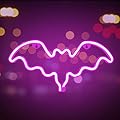 FUNPENY Bat Neon Signs, LED Festival Pink Bat Neon Lights, Halloween Decorations for Table Desk Indoors Home Bedroom Decorations USB Charging & Battery