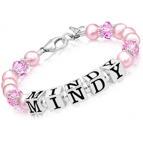 Image of Baby Crystals Pink Pearl Jewelry Bracelet for Girl | Keepsake Birthday Gift