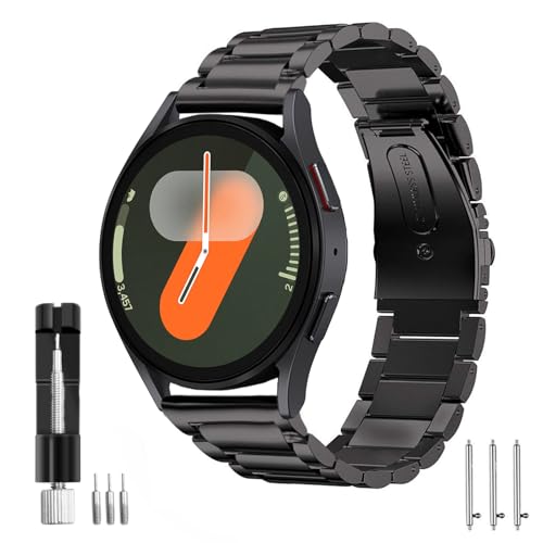 Band Compatible with Samsung Galaxy Watch 7 6 5 4 Band 40mm 44mm 45mm/Watch 6 4 Classic 42mm 46mm 43mm 47mm,Metal Stainless Steel Bands Strap Men Women,NOT for Galaxy Watch Ultra 47mm(2024)