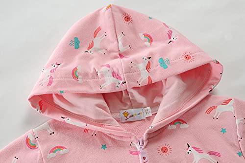 Fedpop Baby Girls Zip-Up Hoodie Jacket Unicorn Sweatshirt Toddler Cotton Crewneck Pullover Tops Rainbow Sweater Winter Long Sleeve Shirts Clothes Outfits For Little Kids Size 4T #TOP1