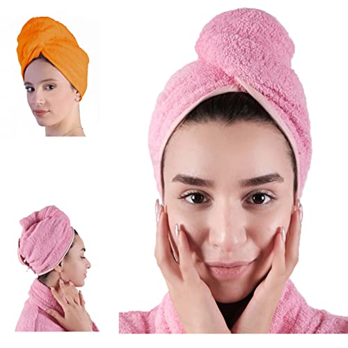 LLAMAXY Hair Towel - 100% Pure Organic Cotton Hair Drying Towel - Adult & Child Hair Wraps