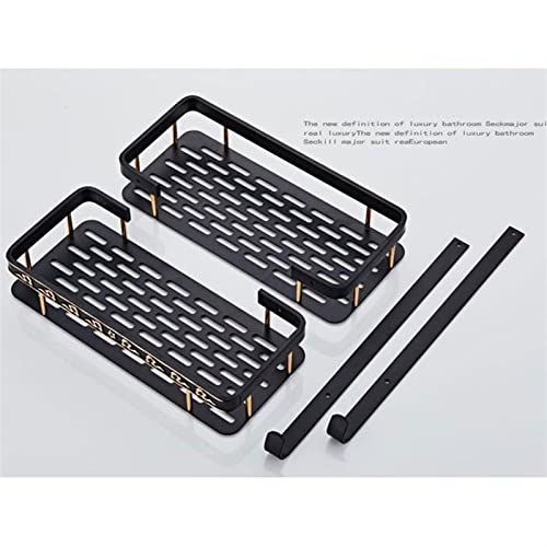 Estante de ducha de baño negro mate con soporte de pared 6