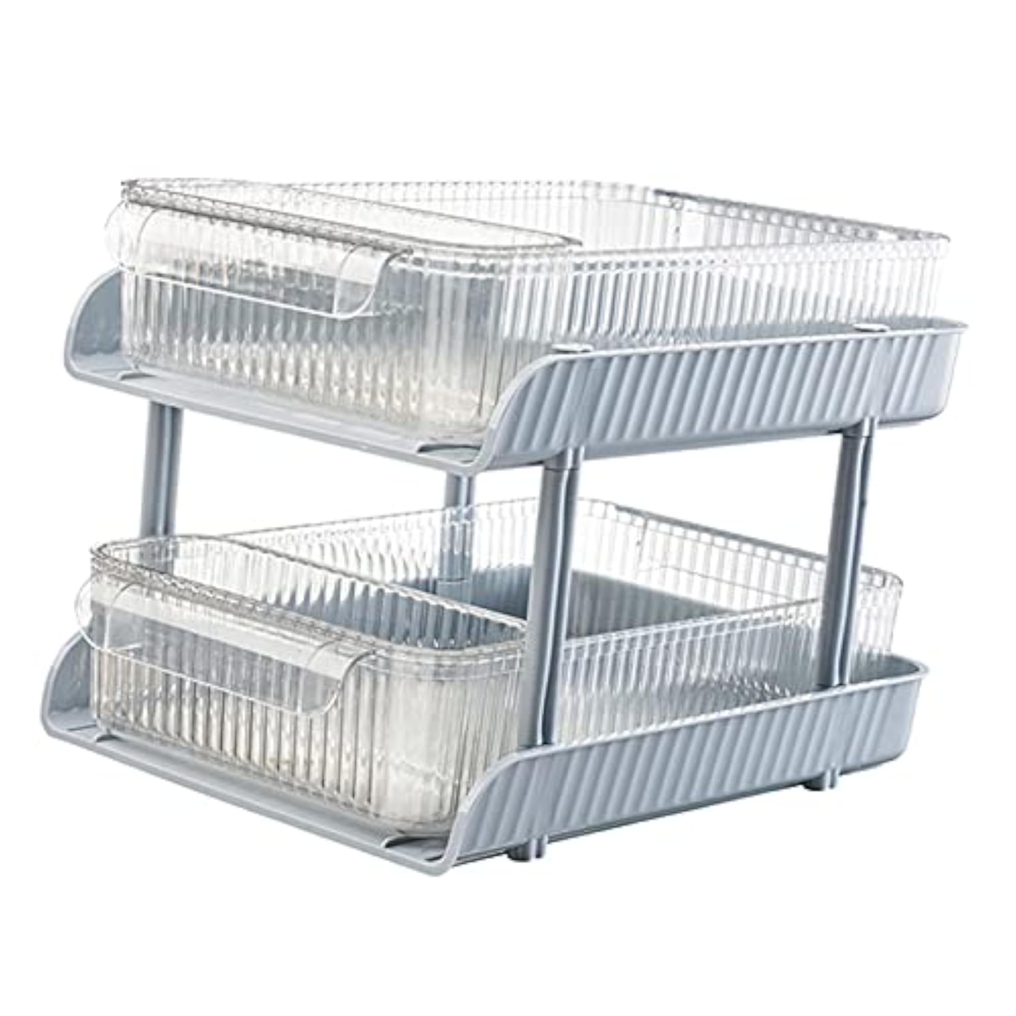 Desktop Organizer Storage with 2 Small Storage Boxes, Gray