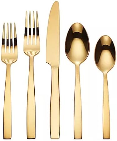 HAMPTON FORGE Skandia Clearview Satin 20 Piece Flatware Set (Gold)