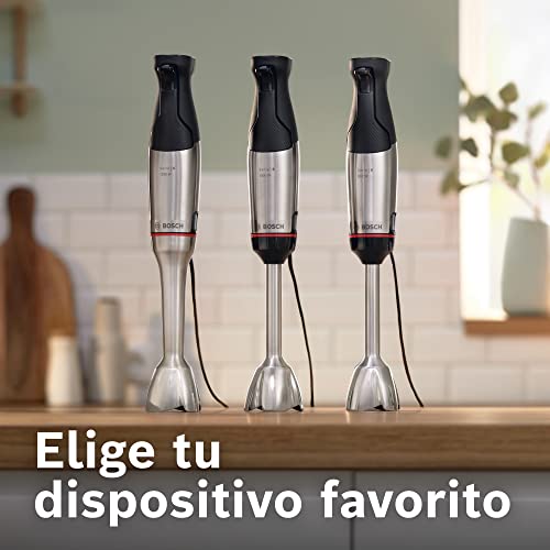 Bosch, batidora de mano, ErgoMaster Serie 6, motor de 1000 vatios con sistema de refrigeración por aire, control dinámico de velocidad, QuattroBlade System Pro, accesorios incluidos, MSM6M810 - imagen 12
